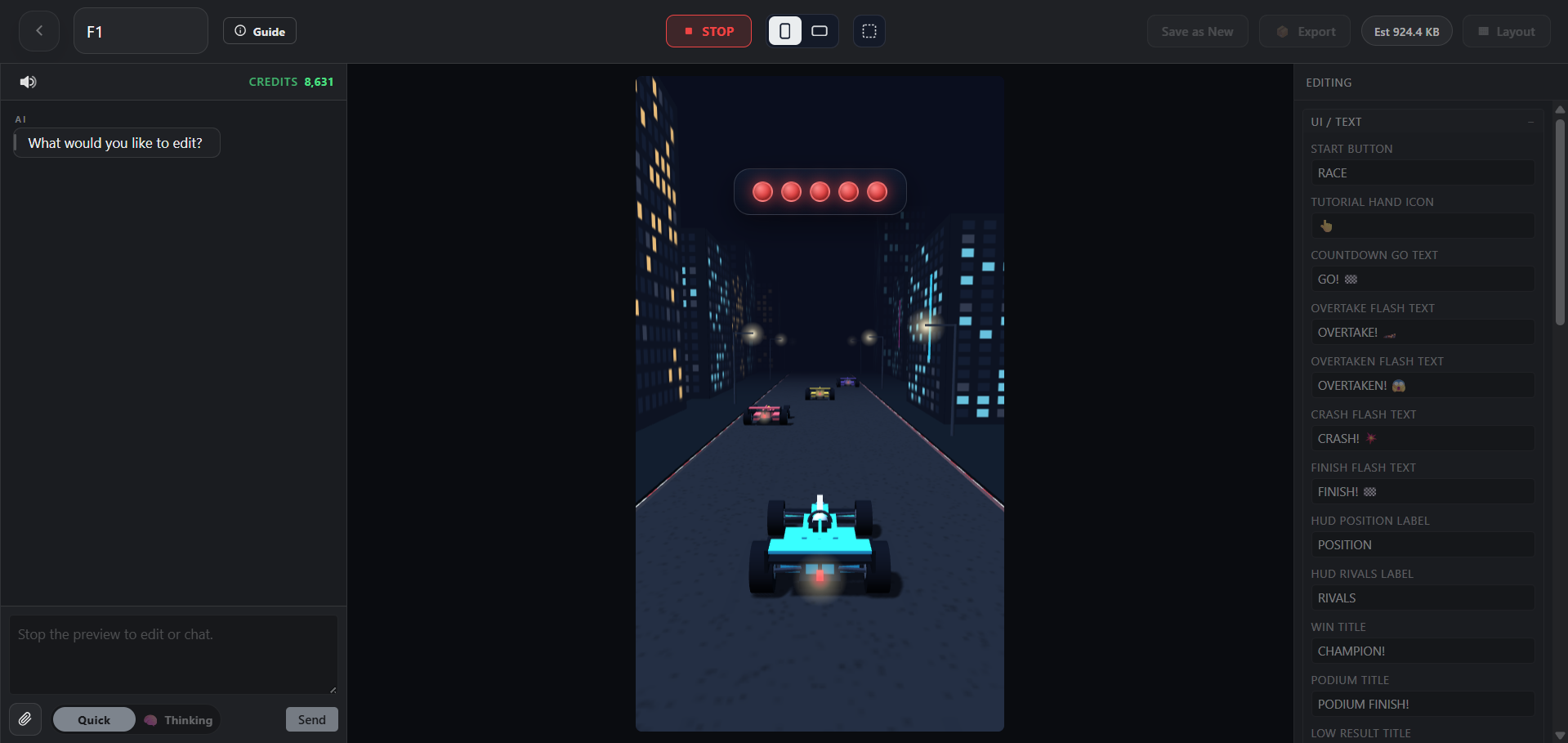 PlayableLab mini-game runner editor preview